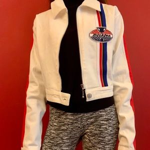 BRAND NEW, Dickies white denim racing jacket!